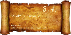 Benák Arnold névjegykártya
